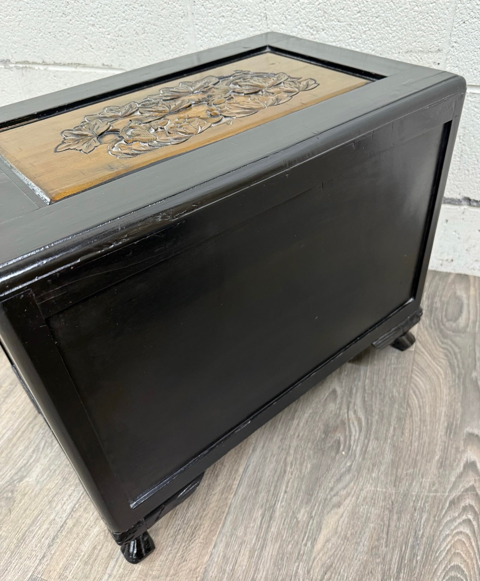 Vintage Asian Carved Cabinet with Hand Carved Motifs