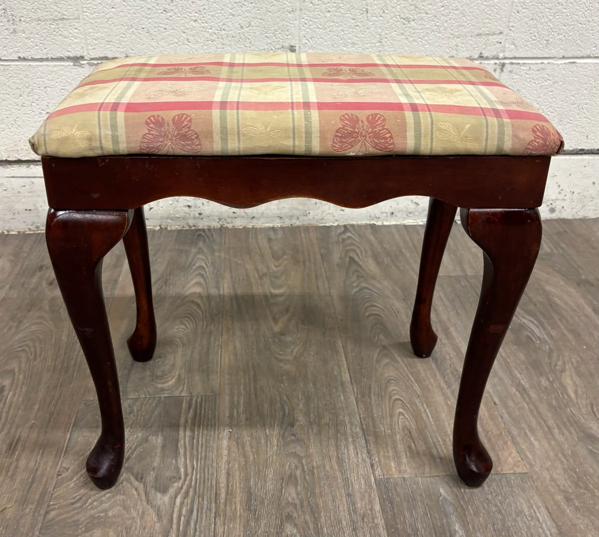 Vintage Bombay Company Queen Anne Style Upholstered Footstool