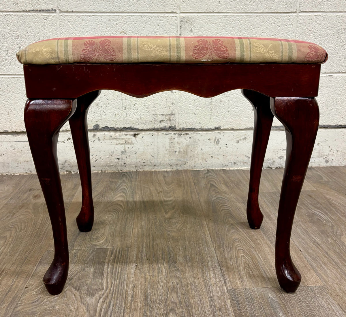 Vintage Bombay Company Queen Anne Style Upholstered Footstool