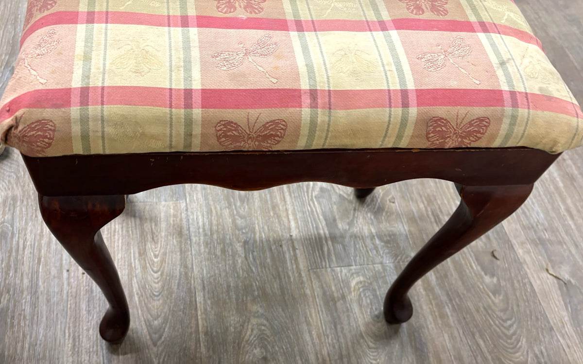 Vintage Bombay Company Queen Anne Style Upholstered Footstool