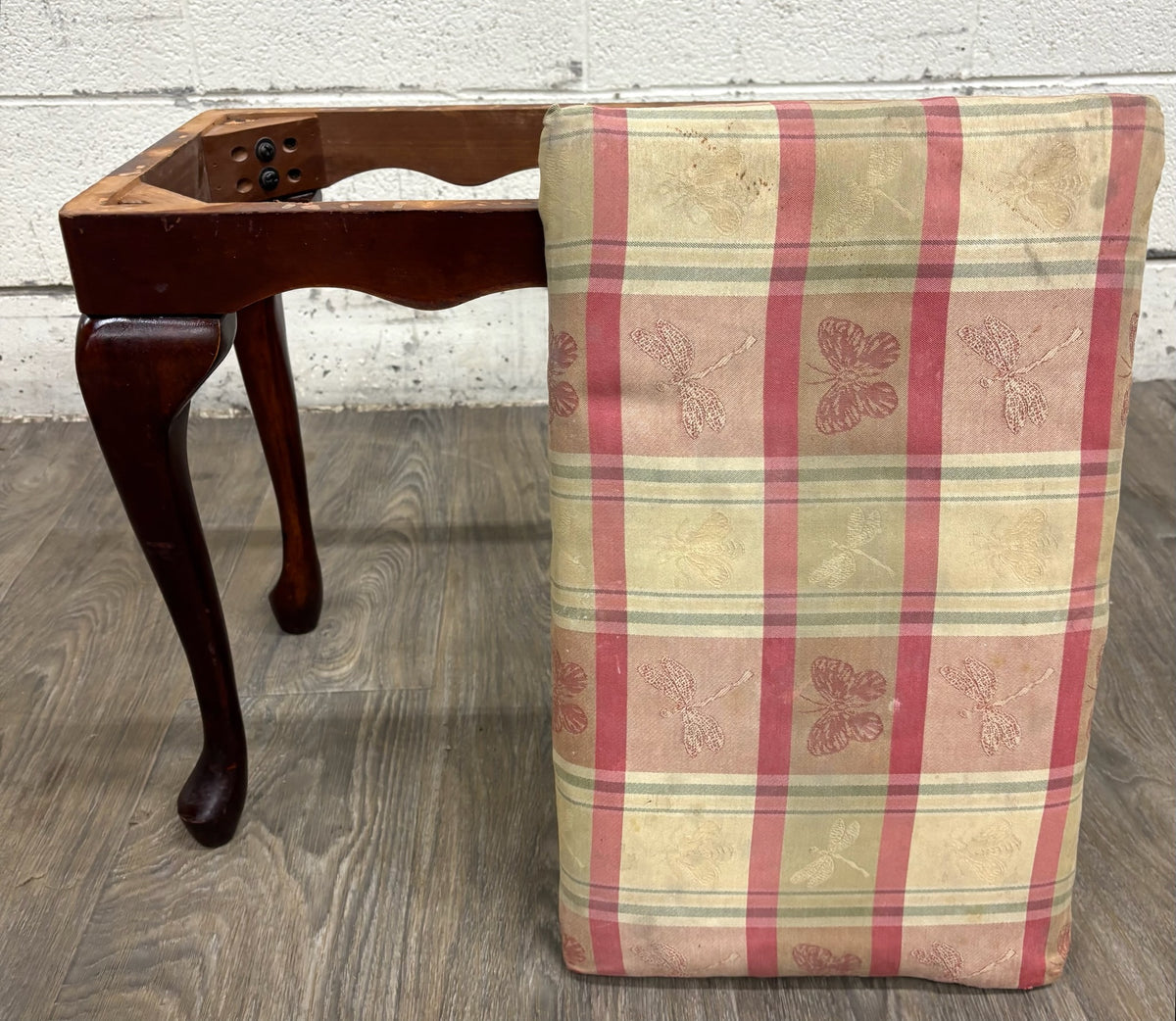 Vintage Bombay Company Queen Anne Style Upholstered Footstool