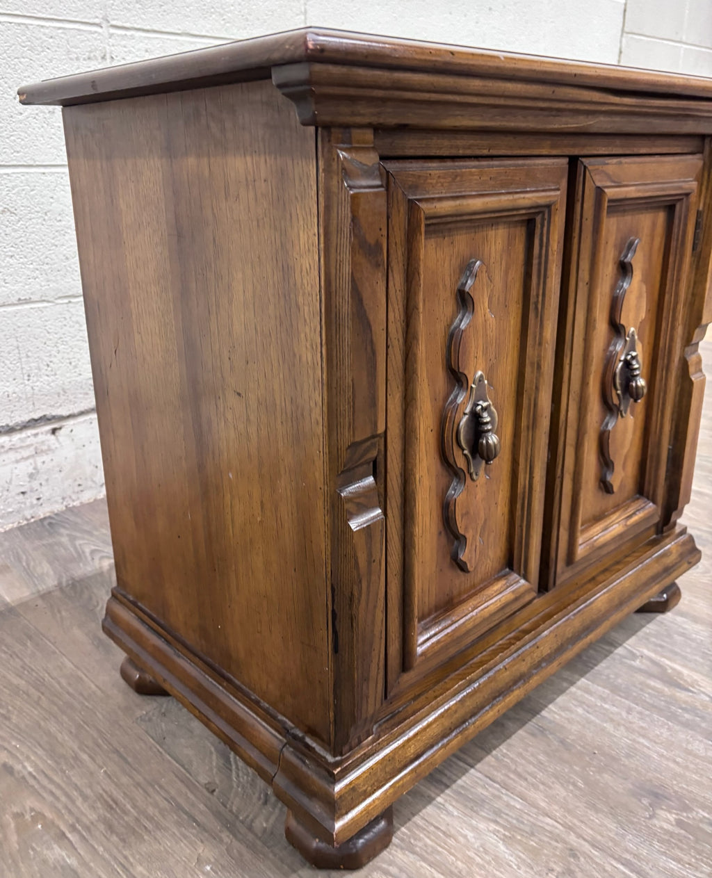 Vintage Mediterranean / Spanish Revival Style Nightstand Bedside End Cabinet