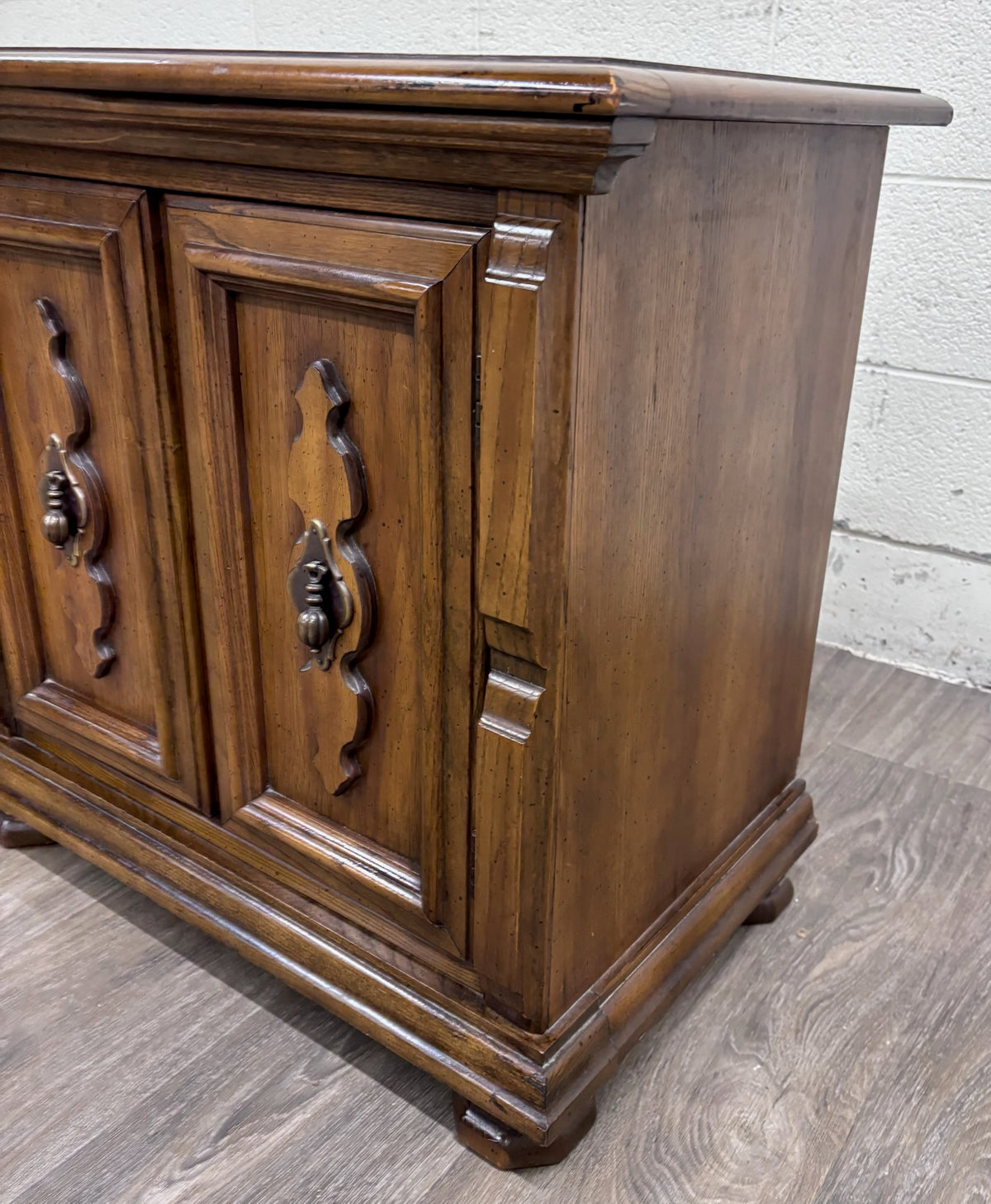 Vintage Mediterranean / Spanish Revival Style Nightstand Bedside End Cabinet