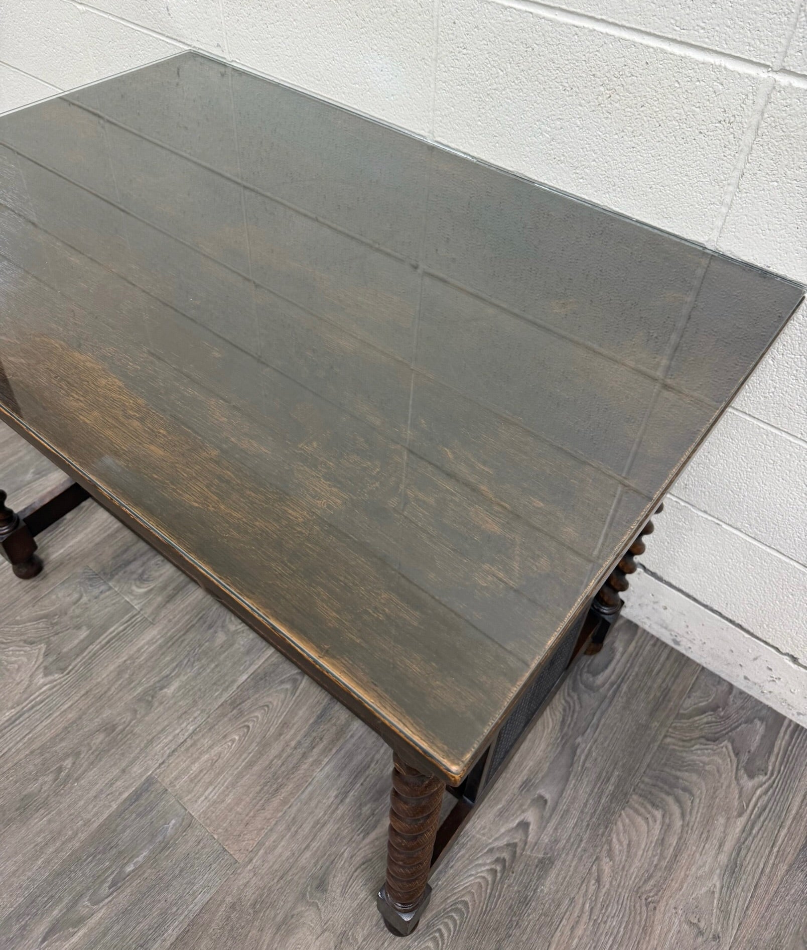 Antique Stickley Bros Barley Twist Oak Library Table with Drawer