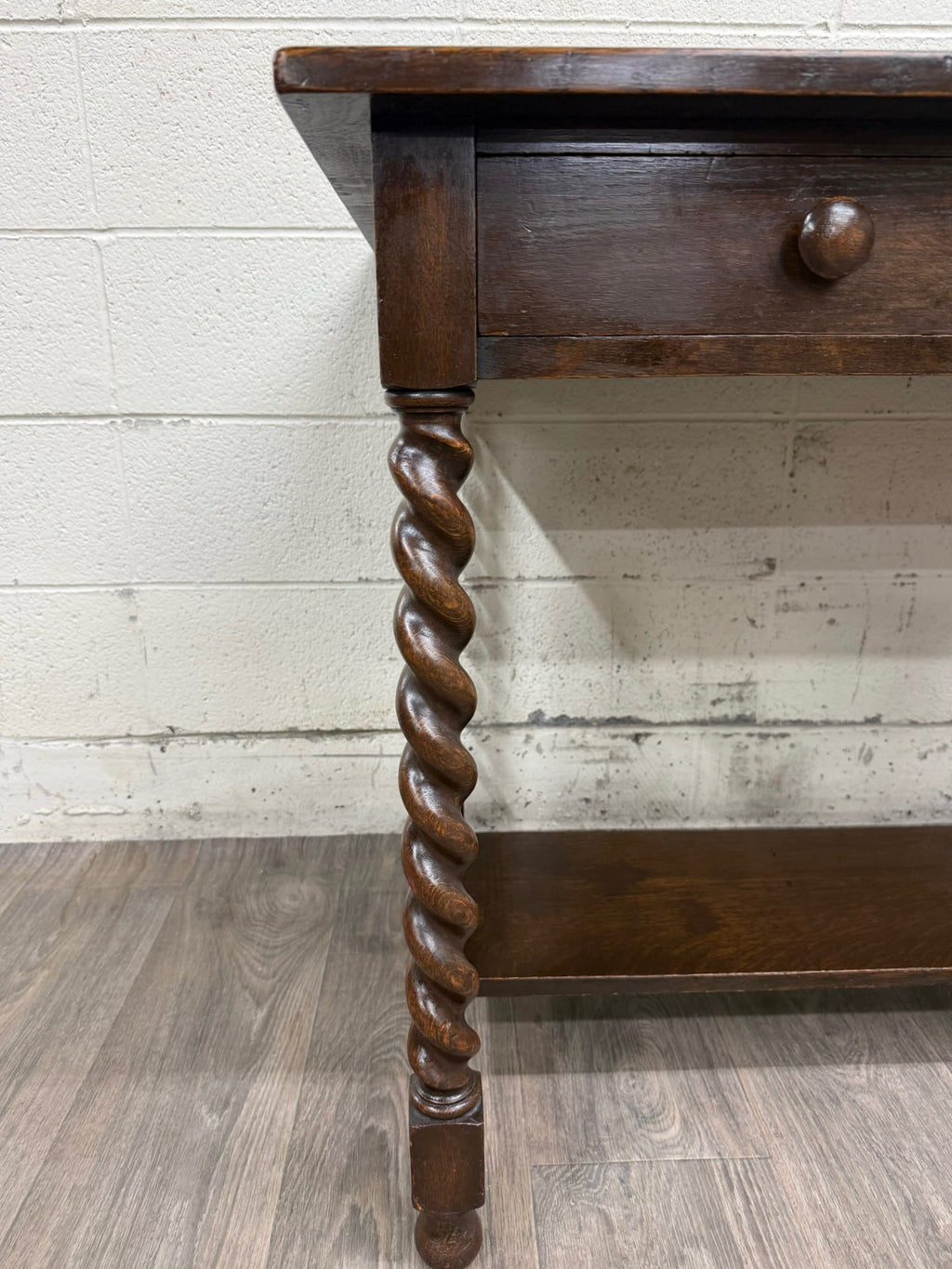 Antique Stickley Bros Barley Twist Oak Library Table with Drawer