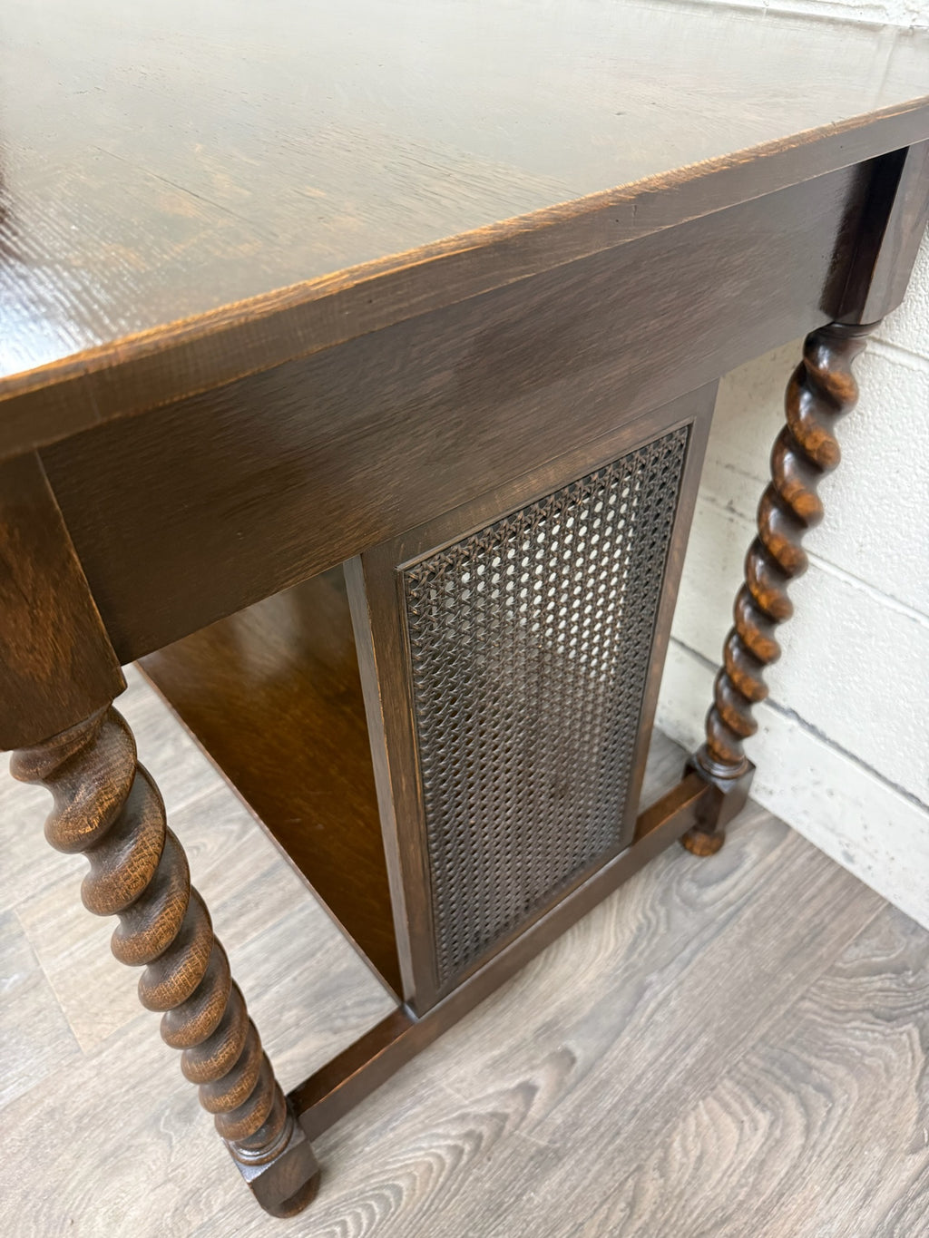 Antique Stickley Bros Barley Twist Oak Library Table with Drawer