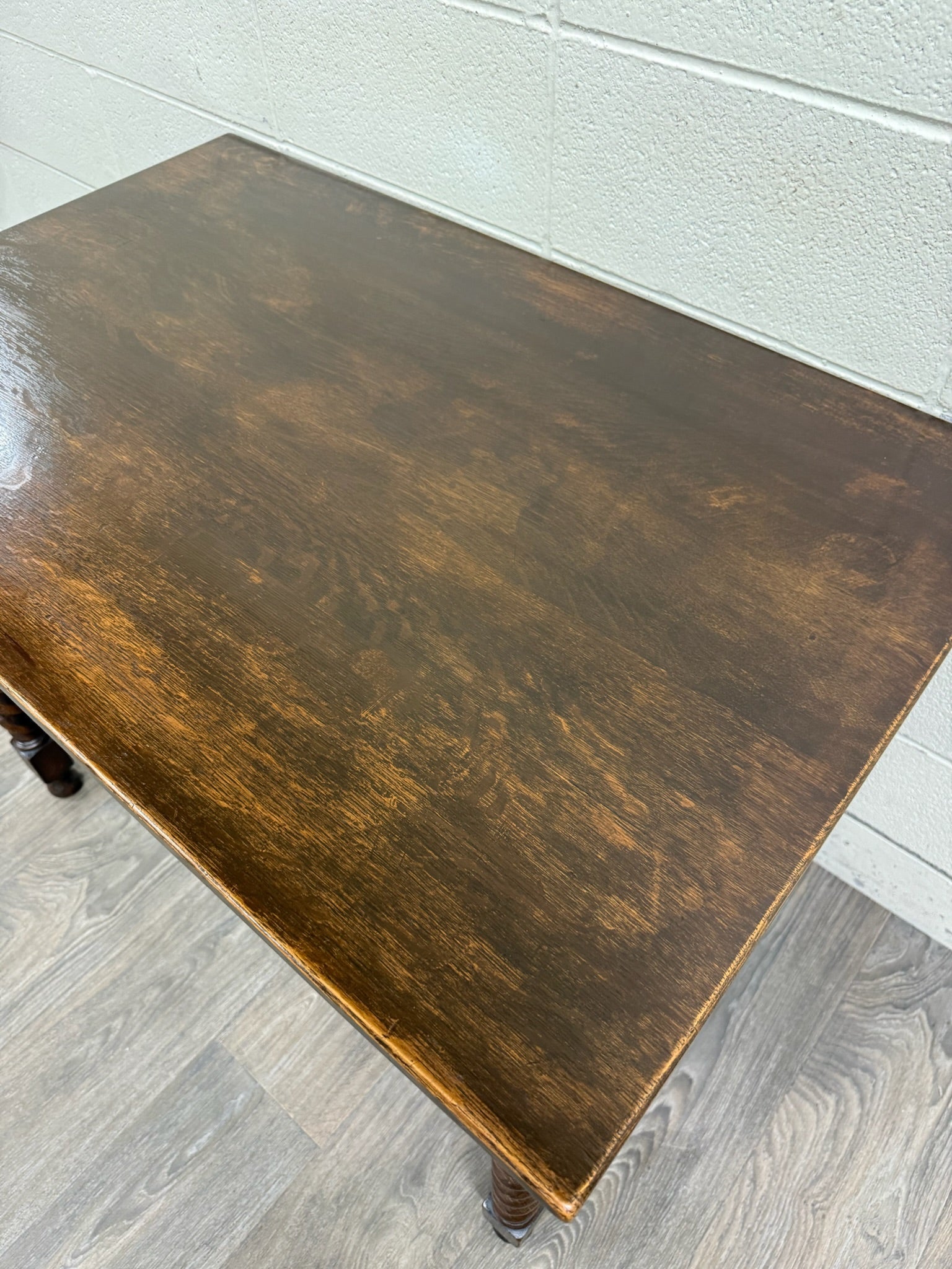 Antique Stickley Bros Barley Twist Oak Library Table with Drawer