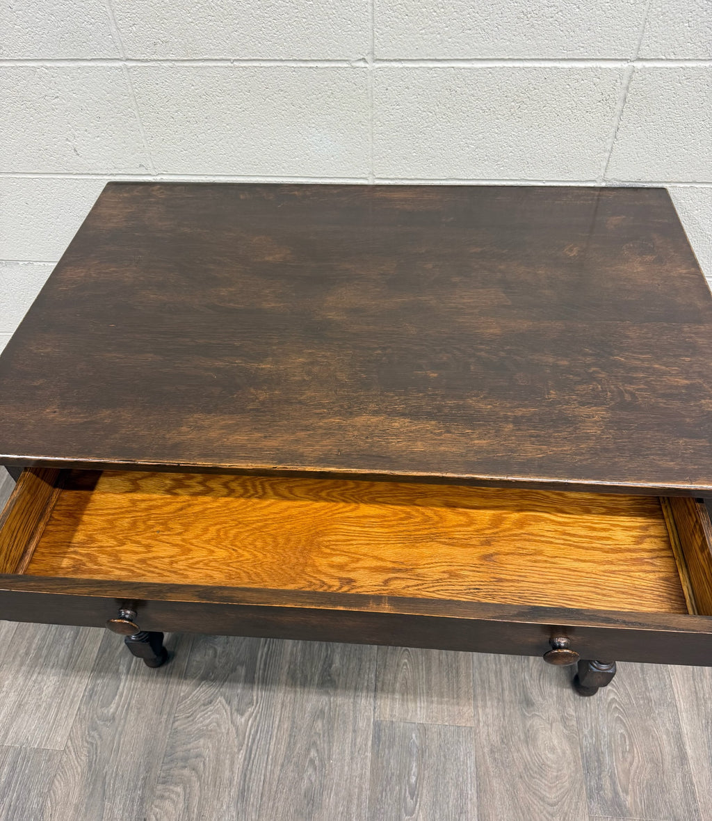 Antique Stickley Bros Barley Twist Oak Library Table with Drawer