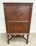Antique Federal Colonial English Mahogany Lift Top Radio Cabinet Console Stand
