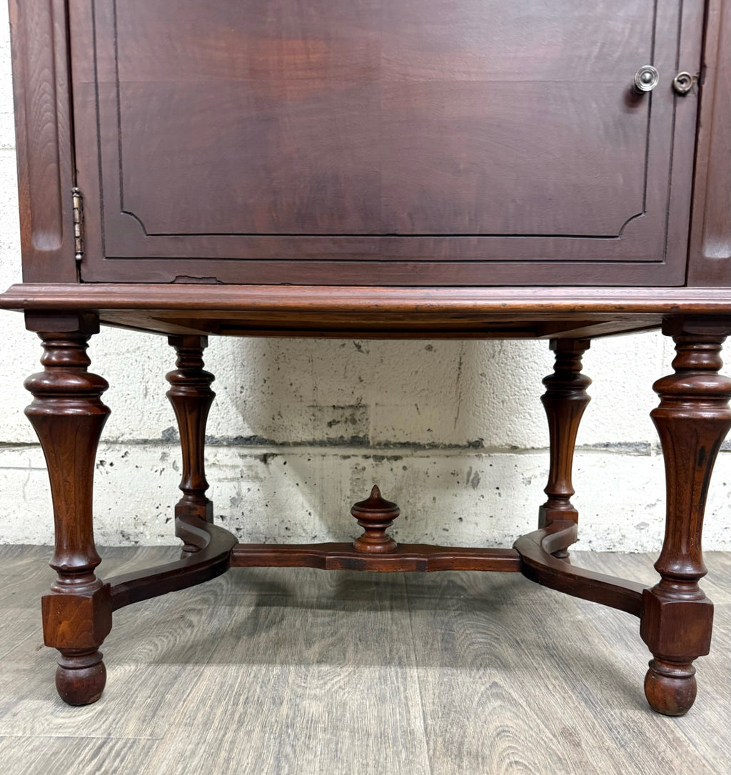Antique Federal Colonial English Mahogany Lift Top Radio Cabinet Console Stand