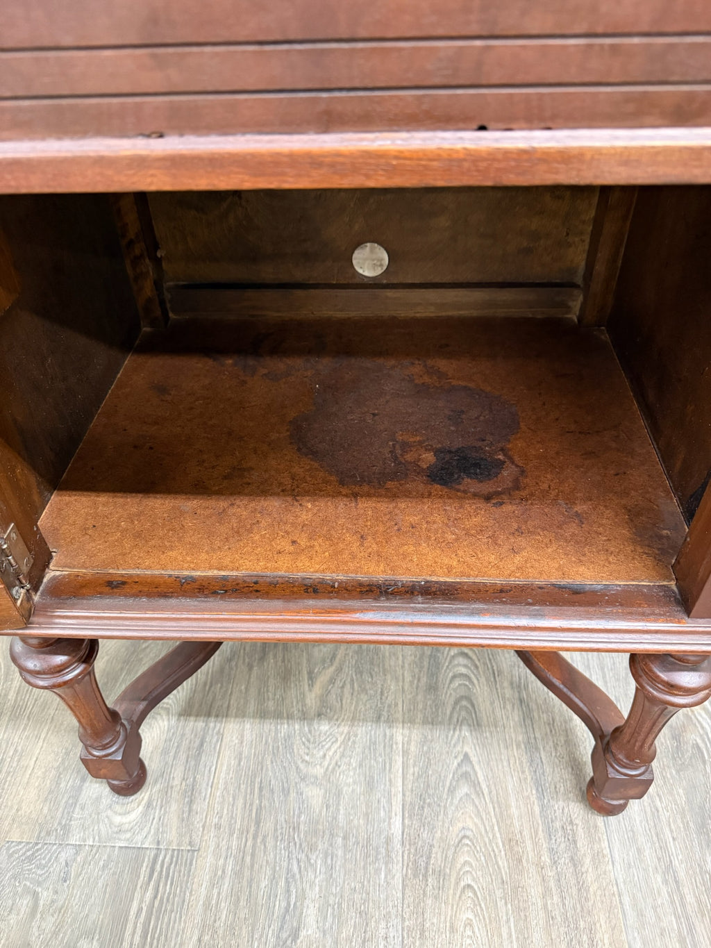 Antique Federal Colonial English Mahogany Lift Top Radio Cabinet Console Stand