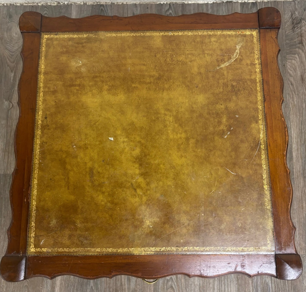 Vintage Townsend Mfg. Co. Tooled Leather Top Mahogany End Table