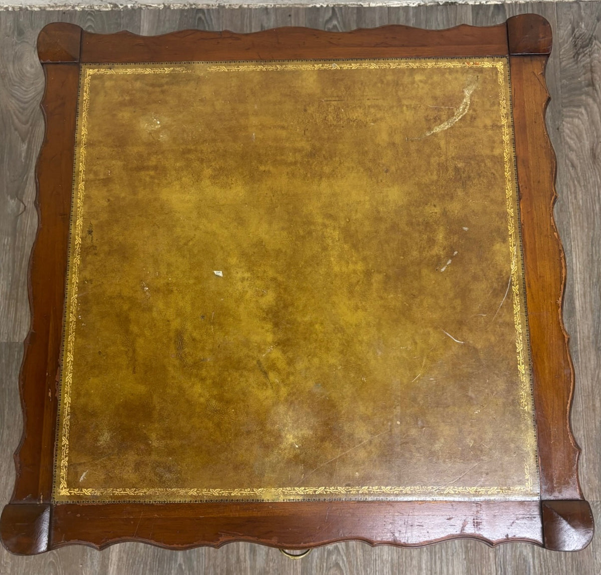 Vintage Townsend Mfg. Co. Tooled Leather Top Mahogany End Table