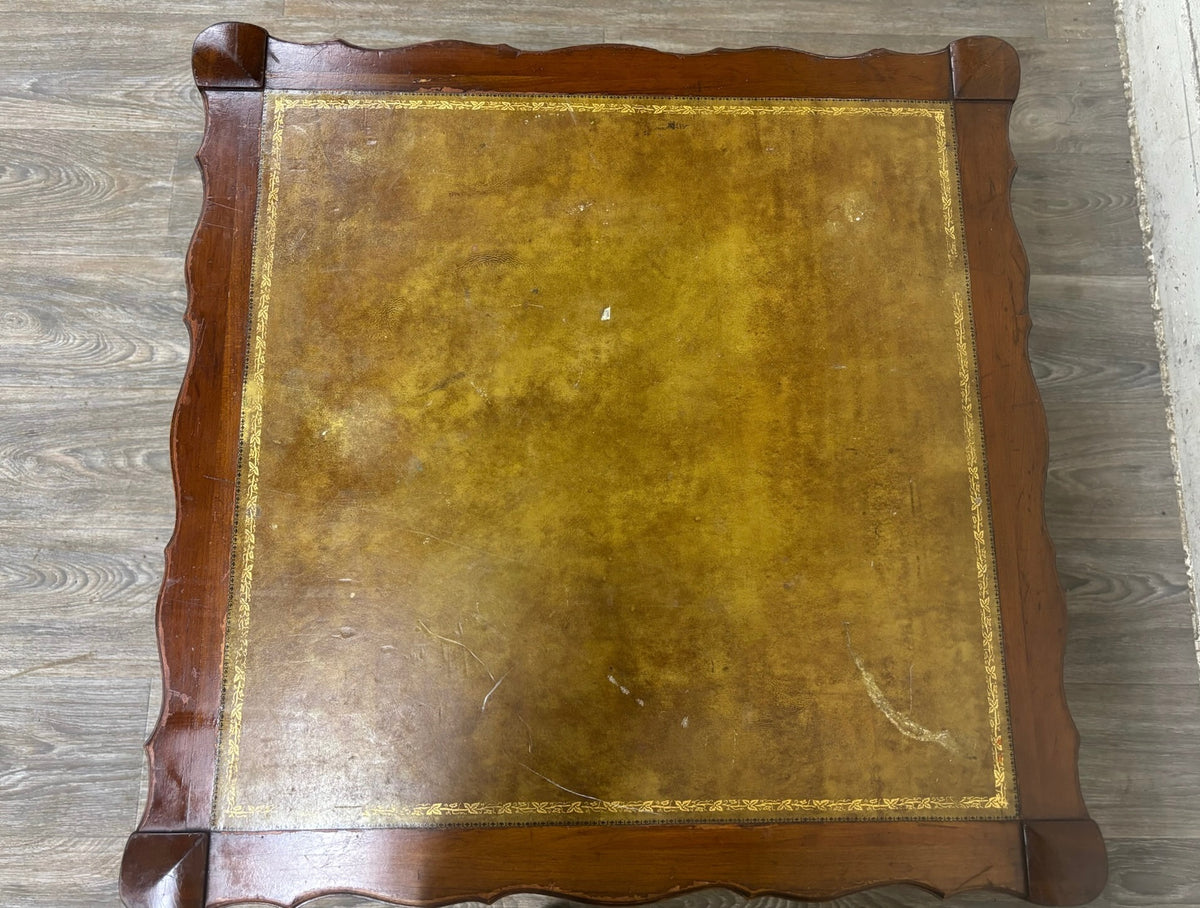 Vintage Townsend Mfg. Co. Tooled Leather Top Mahogany End Table