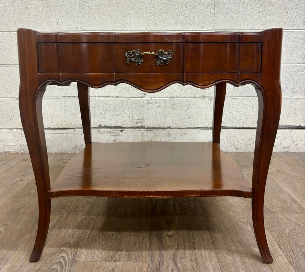 Vintage Townsend Mfg. Co. Tooled Leather Top Mahogany End Table