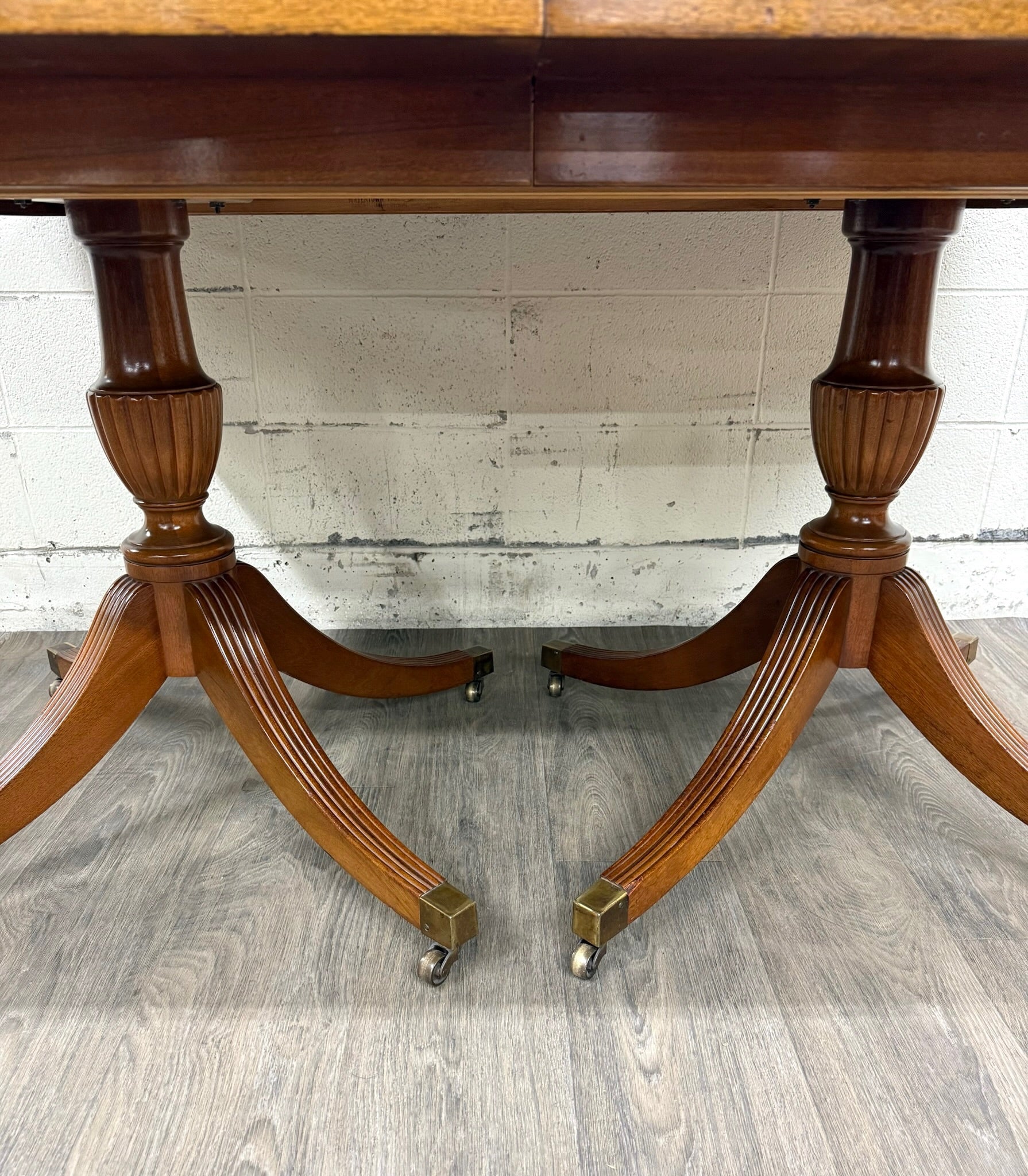 Vintage Georgian Regency Revival Mahogany Double Pedestal Dining Table
