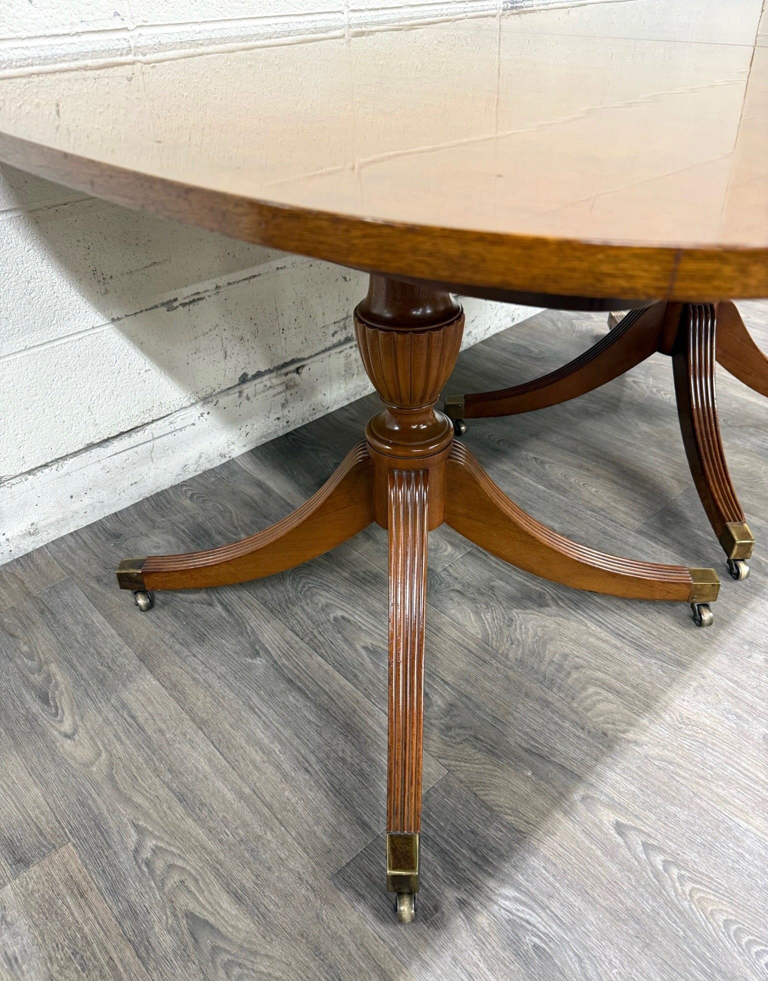 Vintage Georgian Regency Revival Mahogany Double Pedestal Dining Table