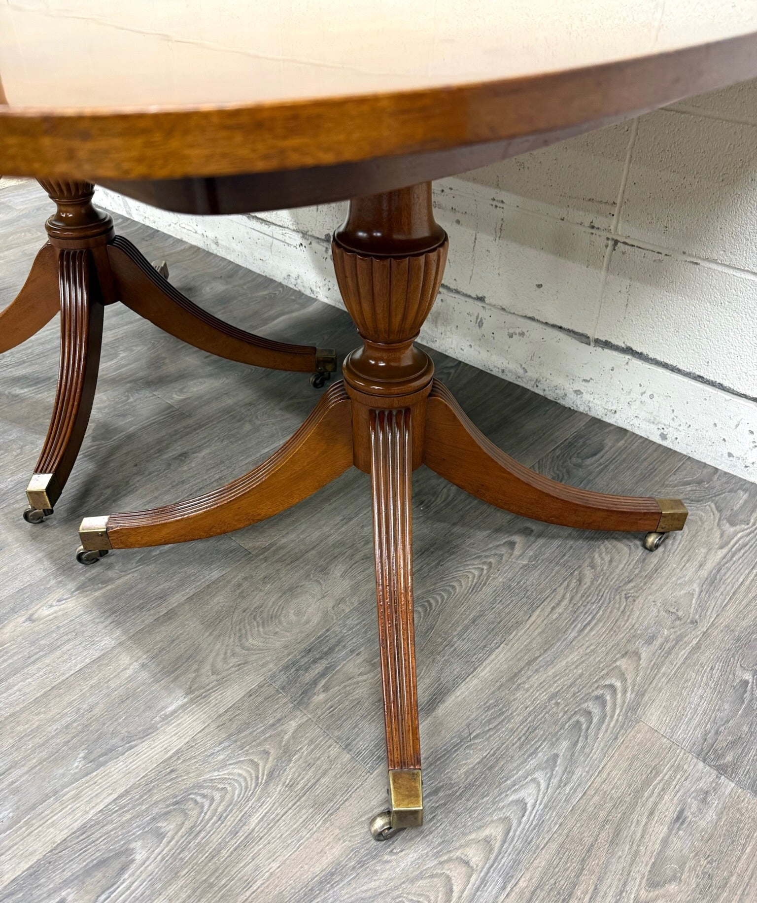 Vintage Georgian Regency Revival Mahogany Double Pedestal Dining Table