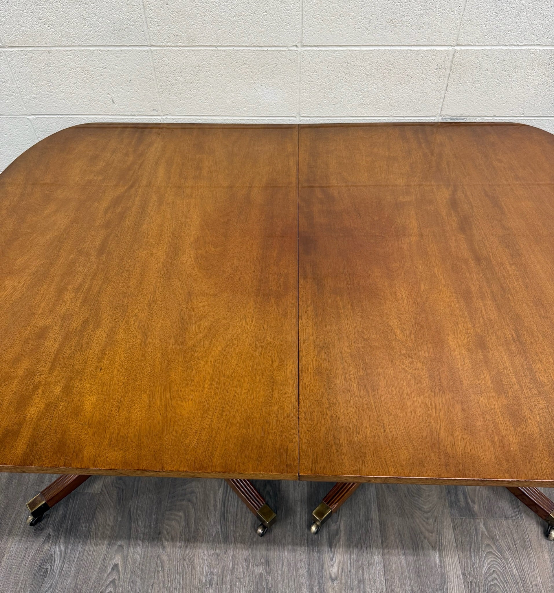 Vintage Georgian Regency Revival Mahogany Double Pedestal Dining Table