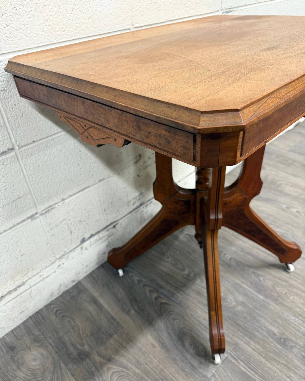 Antique Late 19th Century Victorian Eastlake Walnut Parlor Table