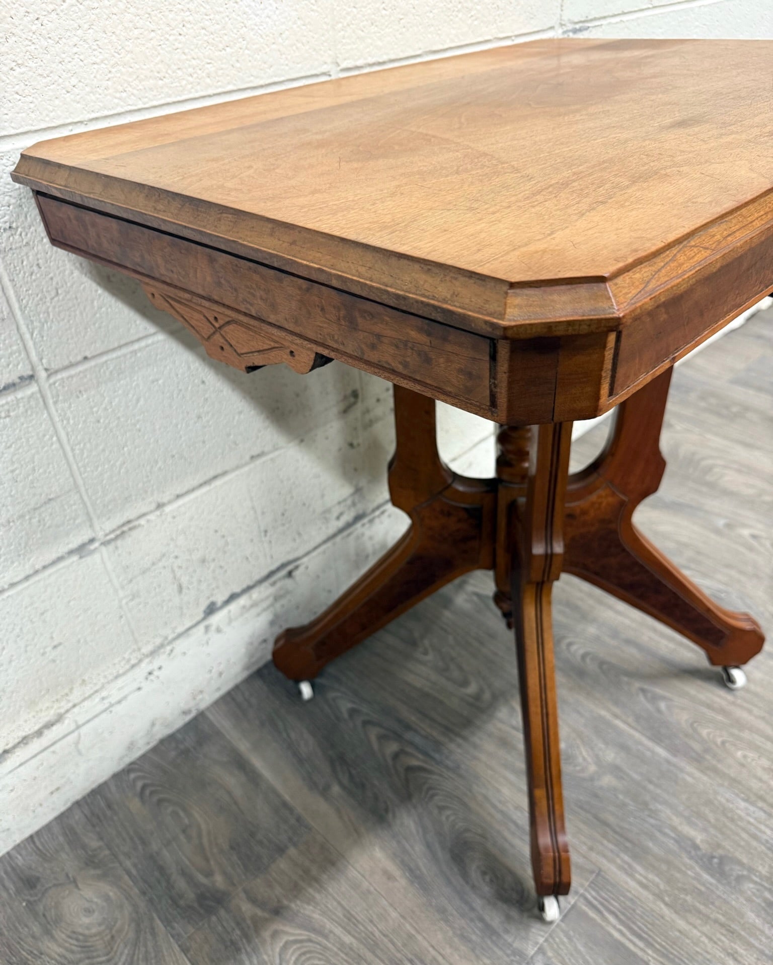 Antique Late 19th Century Victorian Eastlake Walnut Parlor Table
