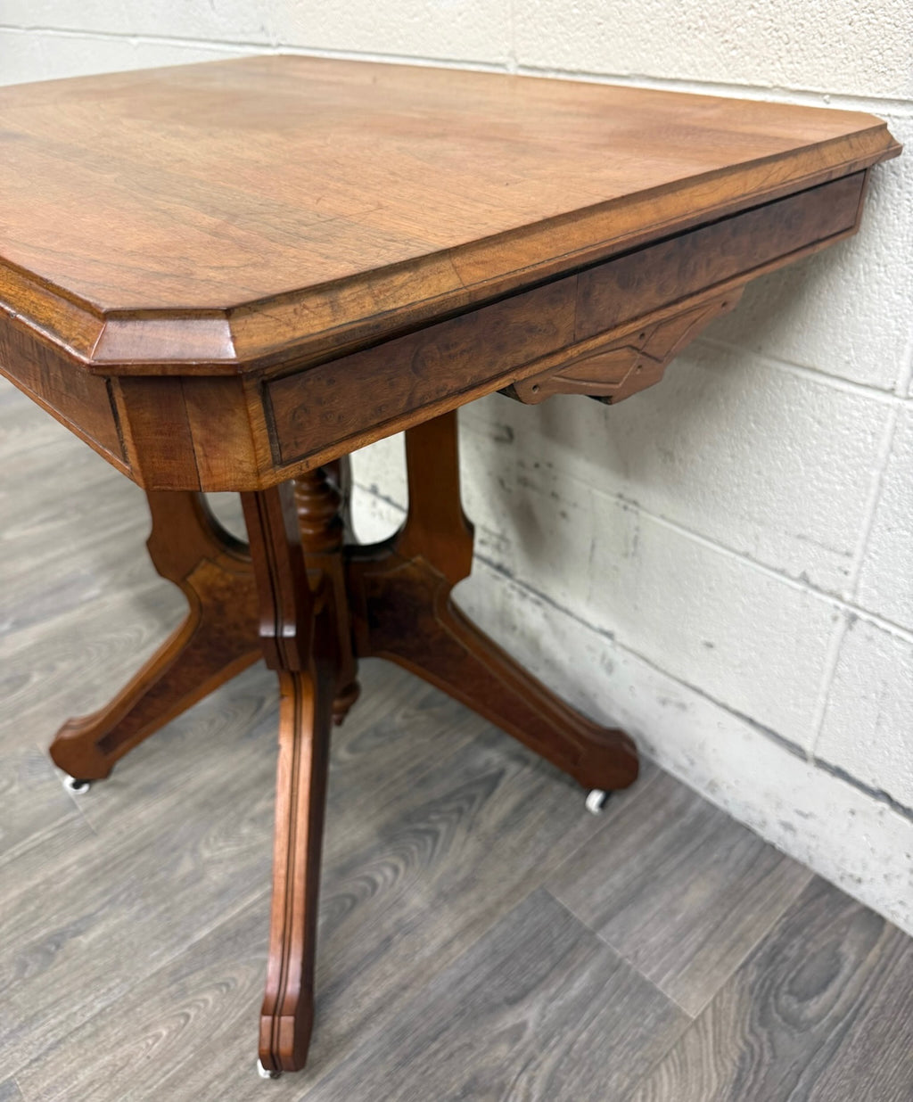 Antique Late 19th Century Victorian Eastlake Walnut Parlor Table