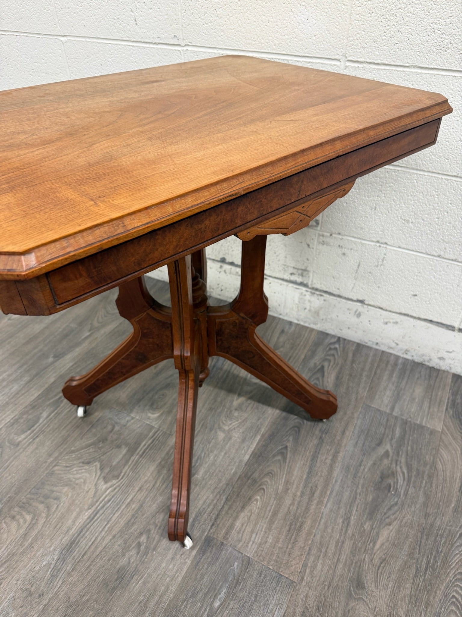 Antique Late 19th Century Victorian Eastlake Walnut Parlor Table