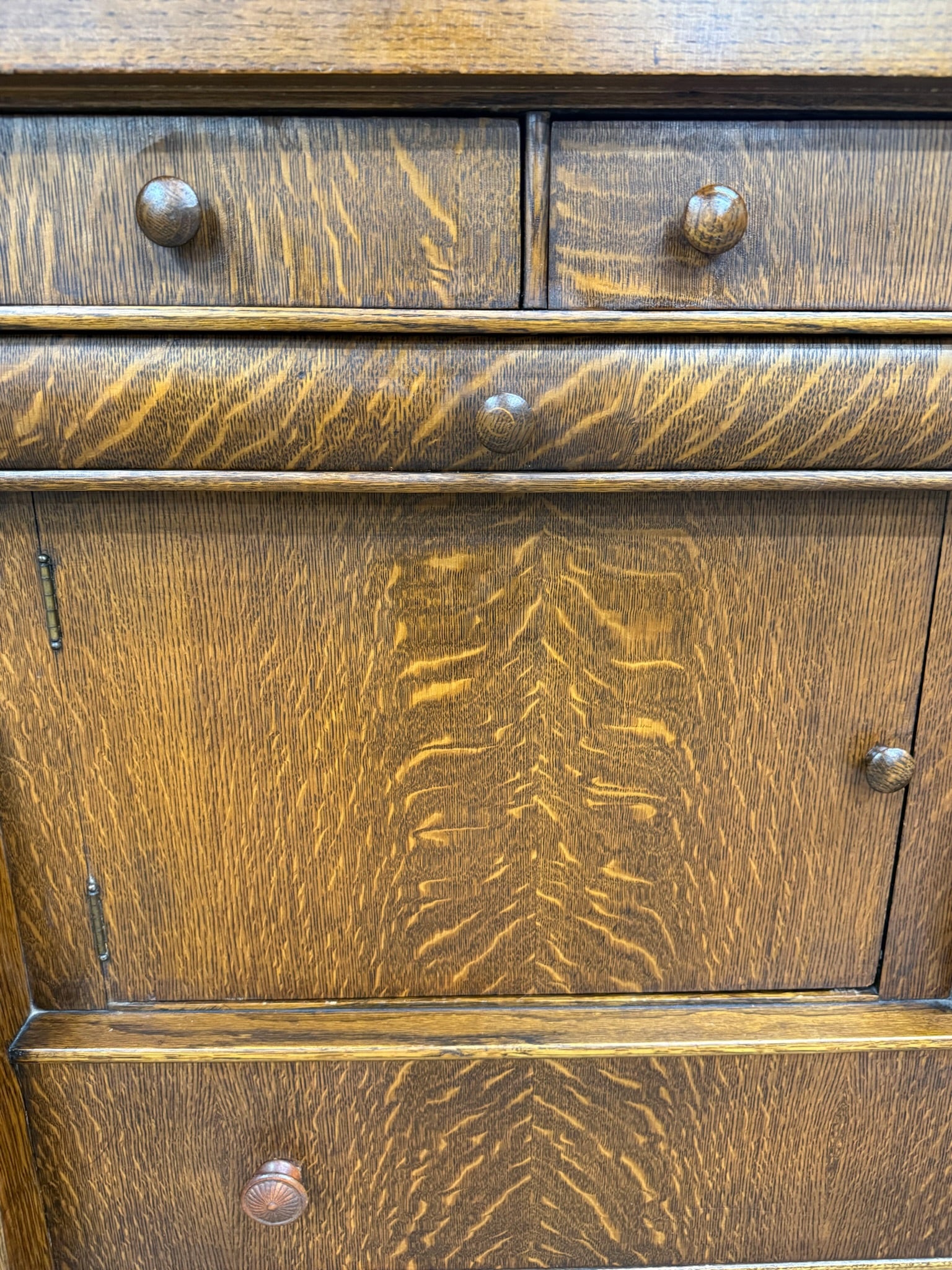 Antique Empire Quarter Sawn White Tiger Oak Sideboard Server Buffet