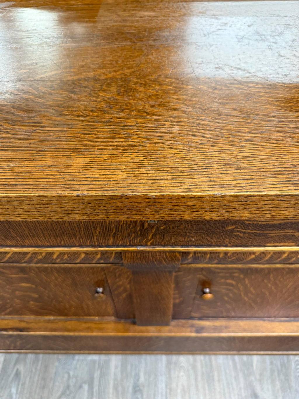 Antique Empire Quarter Sawn White Tiger Oak Sideboard Server Buffet