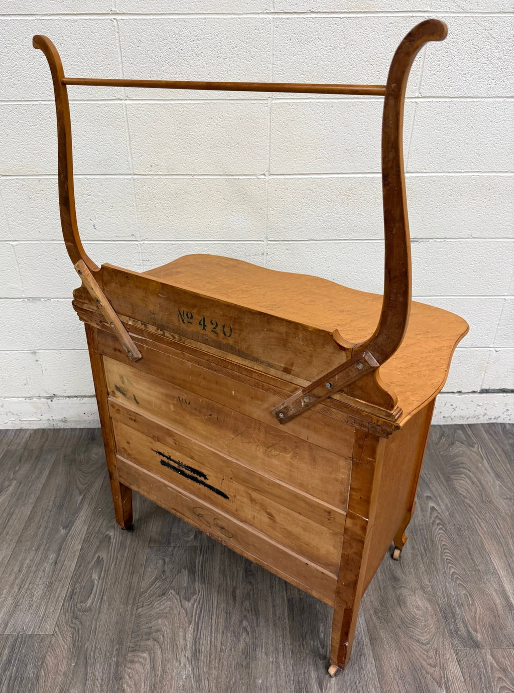 Antique Victorian or Edwardian Birdseye Maple Washstand Cabinet Commode Dry Sink