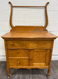 Antique Victorian or Edwardian Birdseye Maple Washstand Cabinet Commode Dry Sink