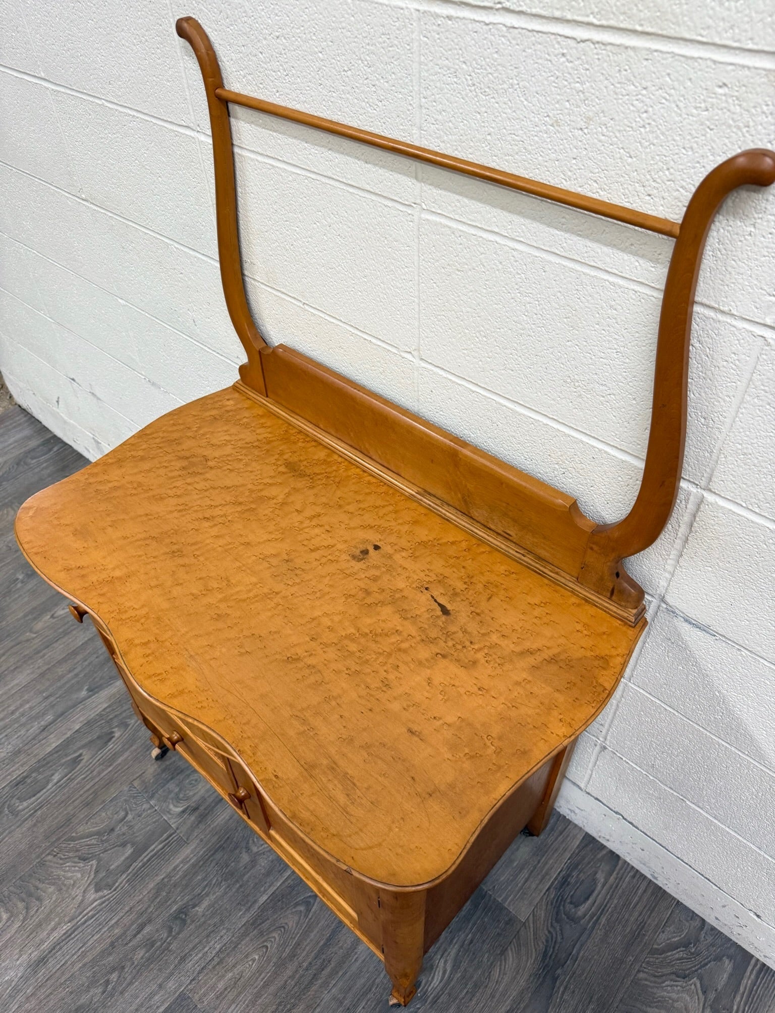 Antique Victorian or Edwardian Birdseye Maple Washstand Cabinet Commode Dry Sink