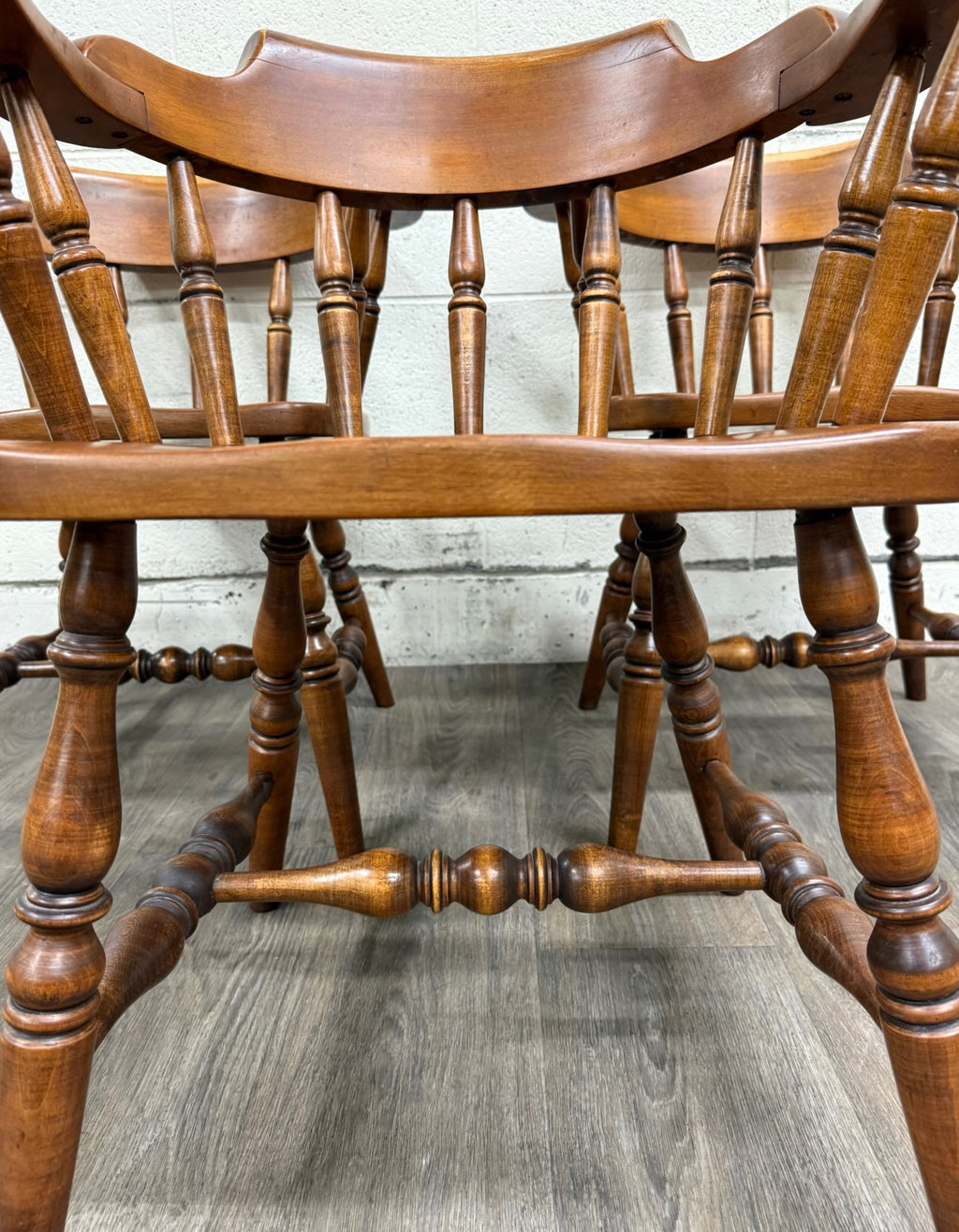 VTG Sprague & Carleton Colonial Revival Solid Maple Barrel Back Captain Chairs