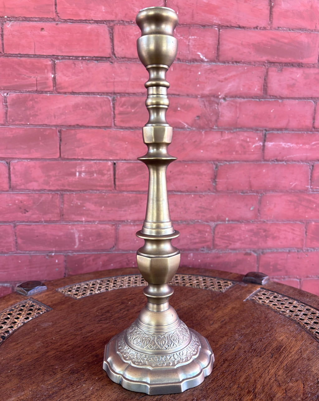 Vintage Bombay Company Brass Candlestick Holder with Scalloped Base