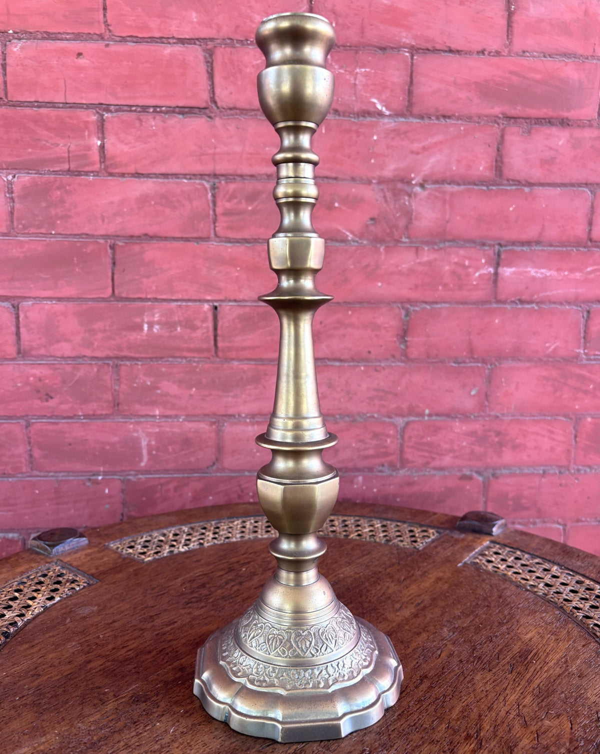 Vintage Bombay Company Brass Candlestick Holder with Scalloped Base