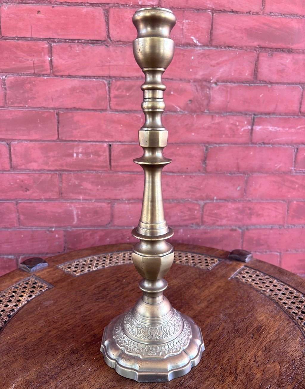 Vintage Bombay Company Brass Candlestick Holder with Scalloped Base