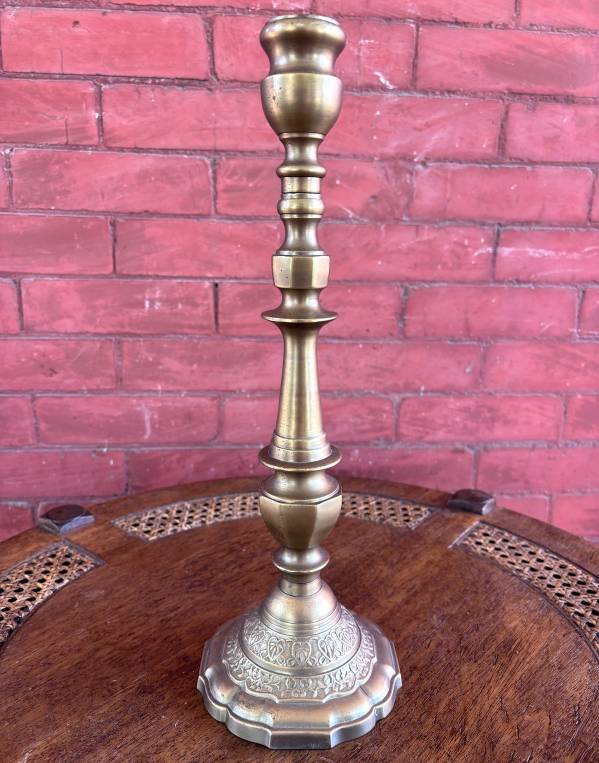 Vintage Bombay Company Brass Candlestick Holder with Scalloped Base