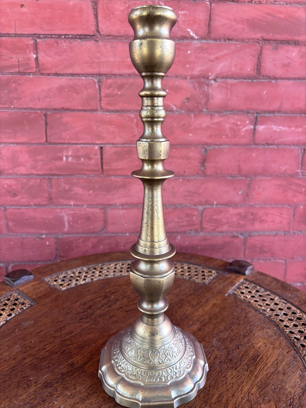 Vintage Bombay Company Brass Candlestick Holder with Scalloped Base