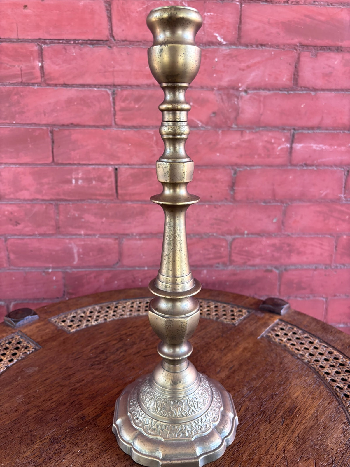 Vintage Bombay Company Brass Candlestick Holder with Scalloped Base