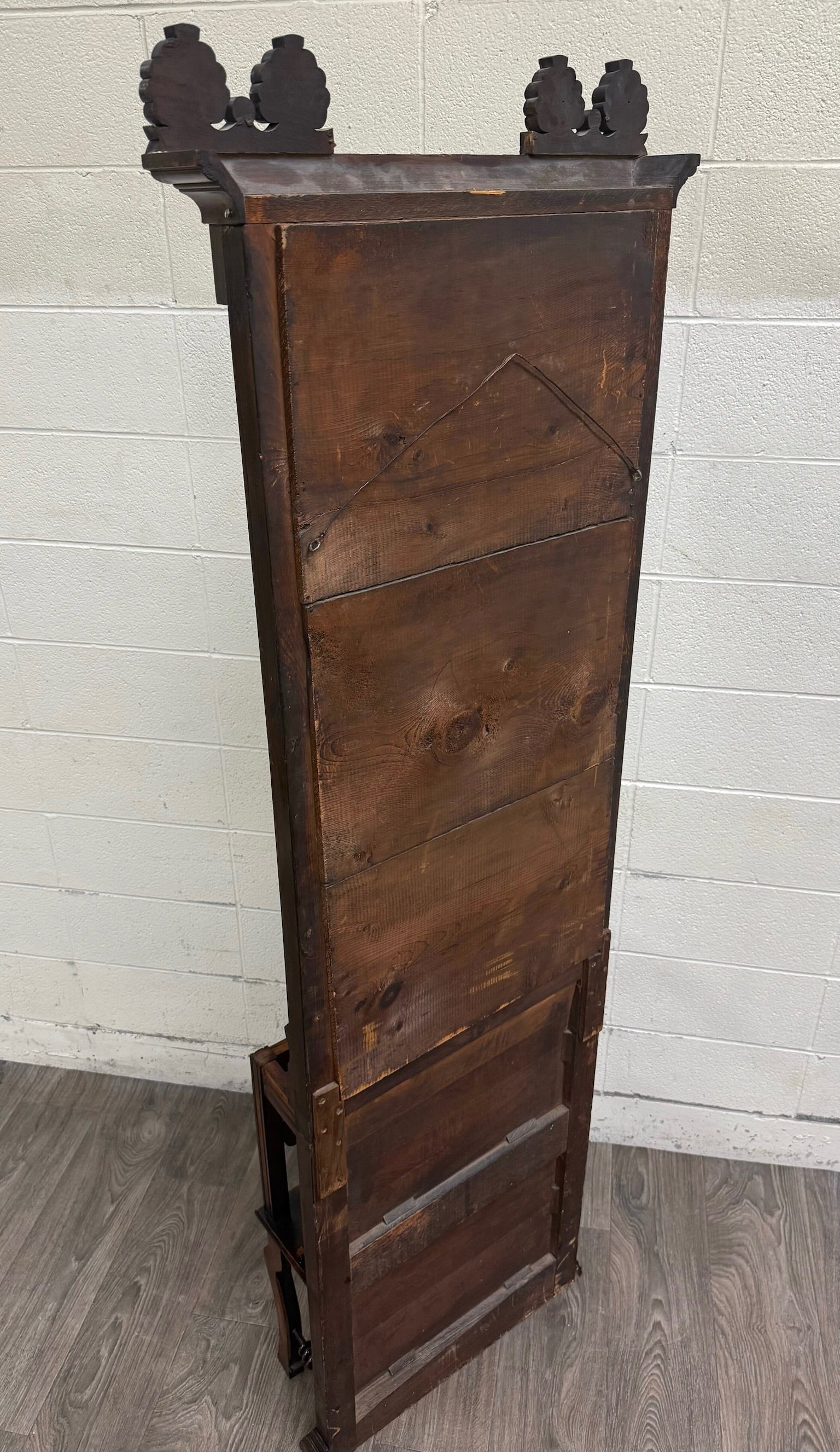 Antique Victorian Eastlake Hall or Entry Pier Mirror with Tennessee Red Marble
