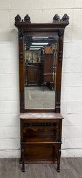 Antique Victorian Eastlake Hall or Entry Pier Mirror with Tennessee Red Marble