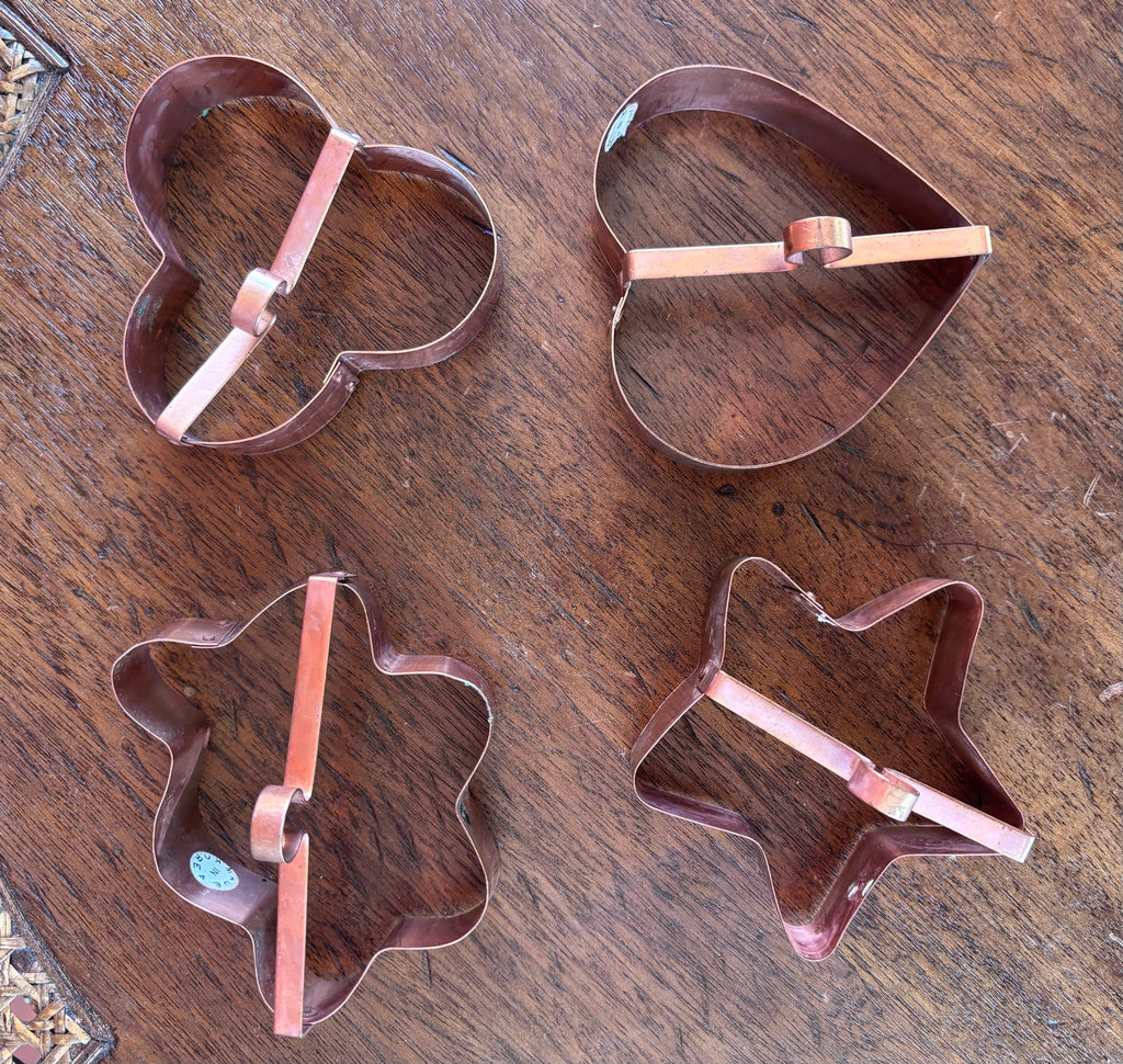 Vintage Solid Copper Cookie Cutters - Set of 4