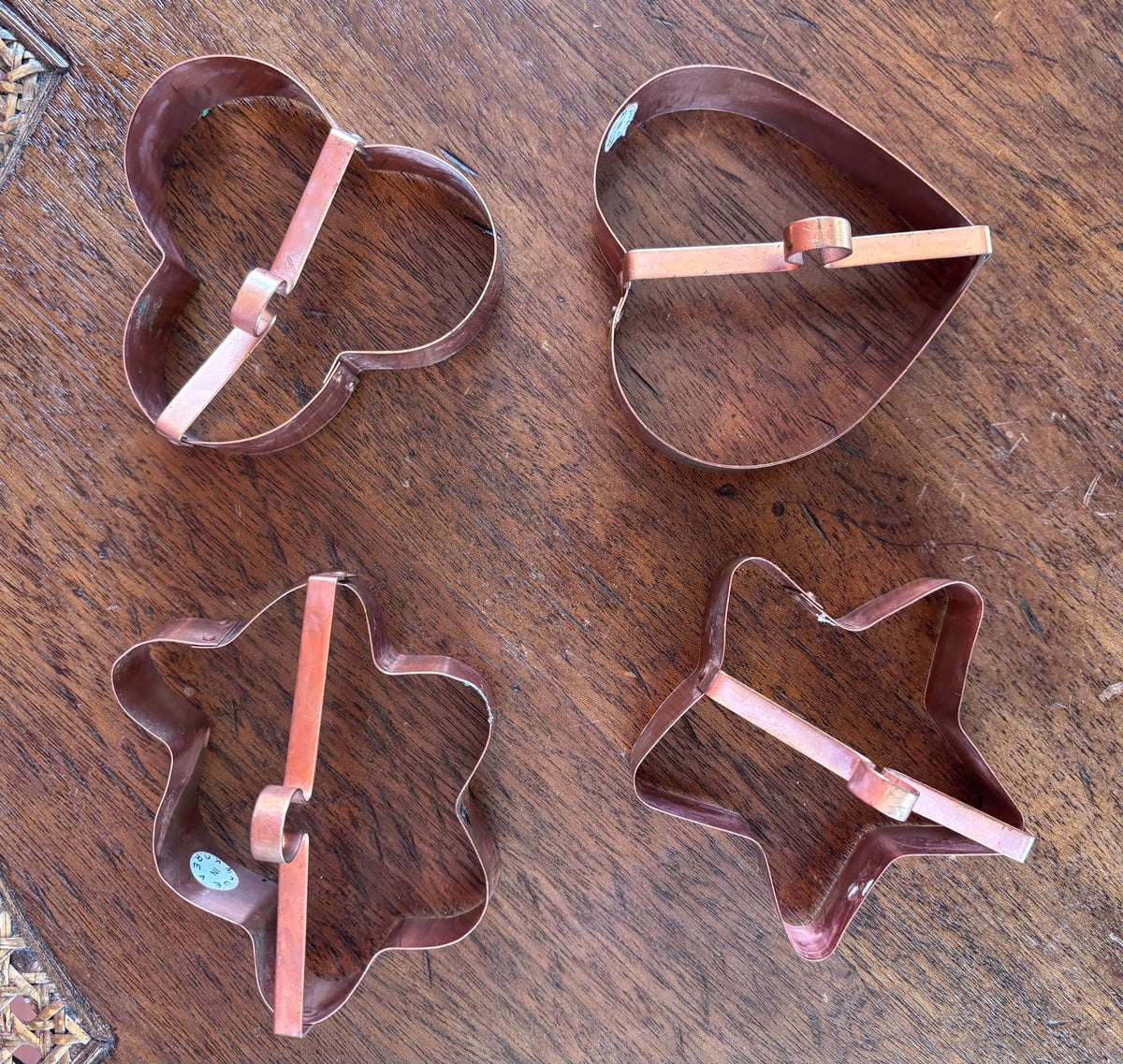 Vintage Solid Copper Cookie Cutters - Set of 4