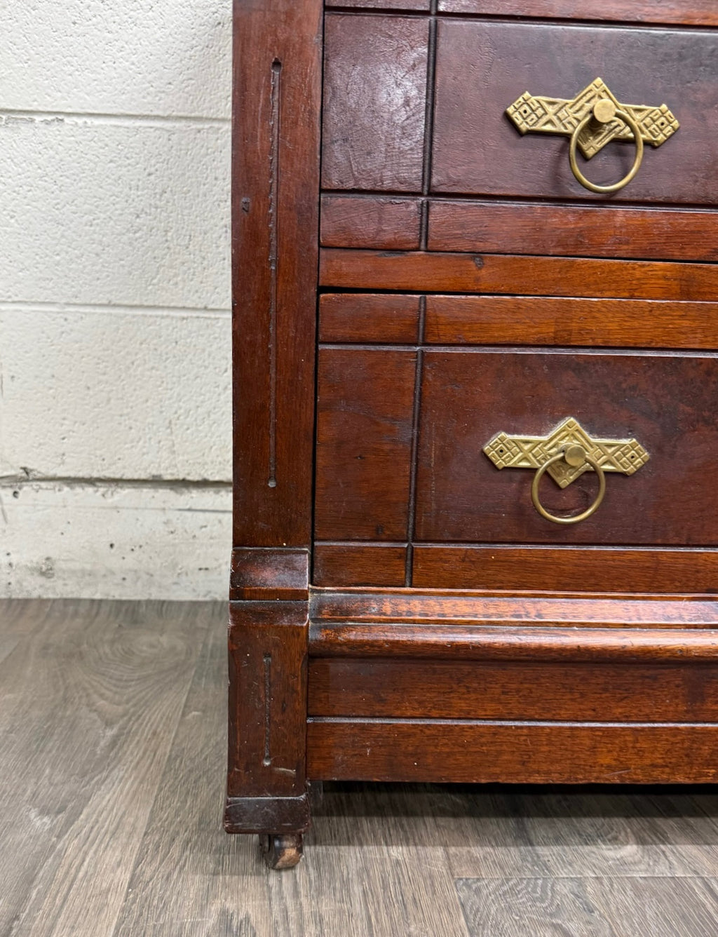 Antique Late 1800s Victorian Eastlake Marble Top Dresser Chest Dressing Stand