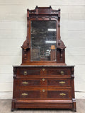 Antique Late 1800s Victorian Eastlake Marble Top Dresser Chest Dressing Stand