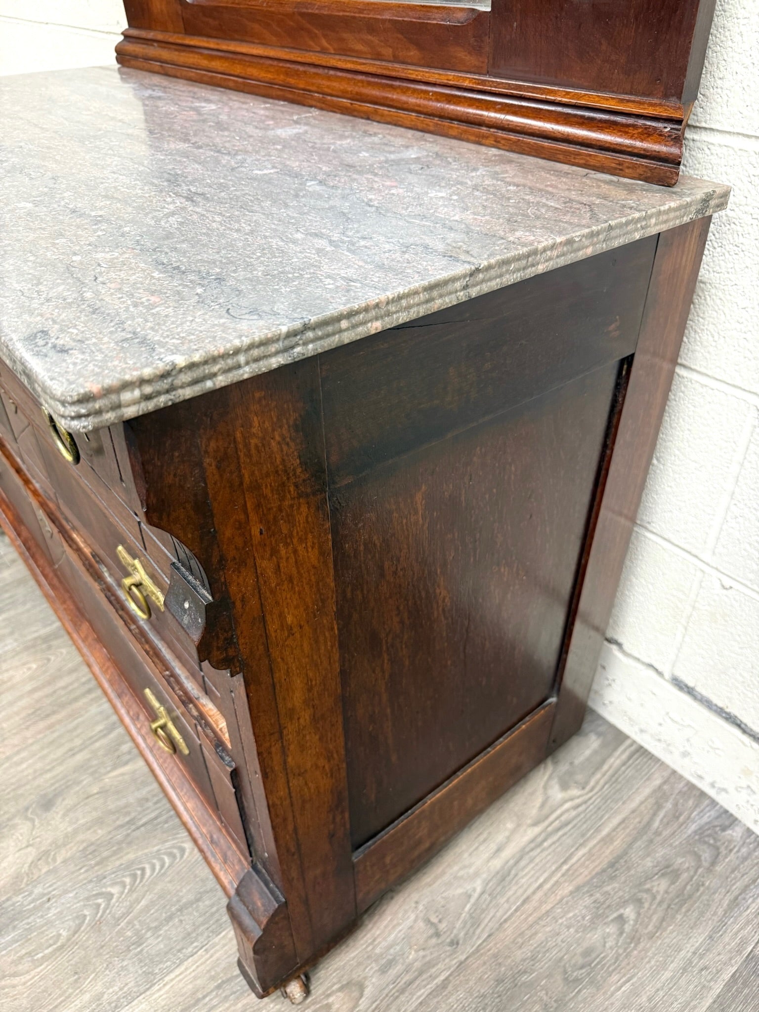 Antique Late 1800s Victorian Eastlake Marble Top Dresser Chest Dressing Stand
