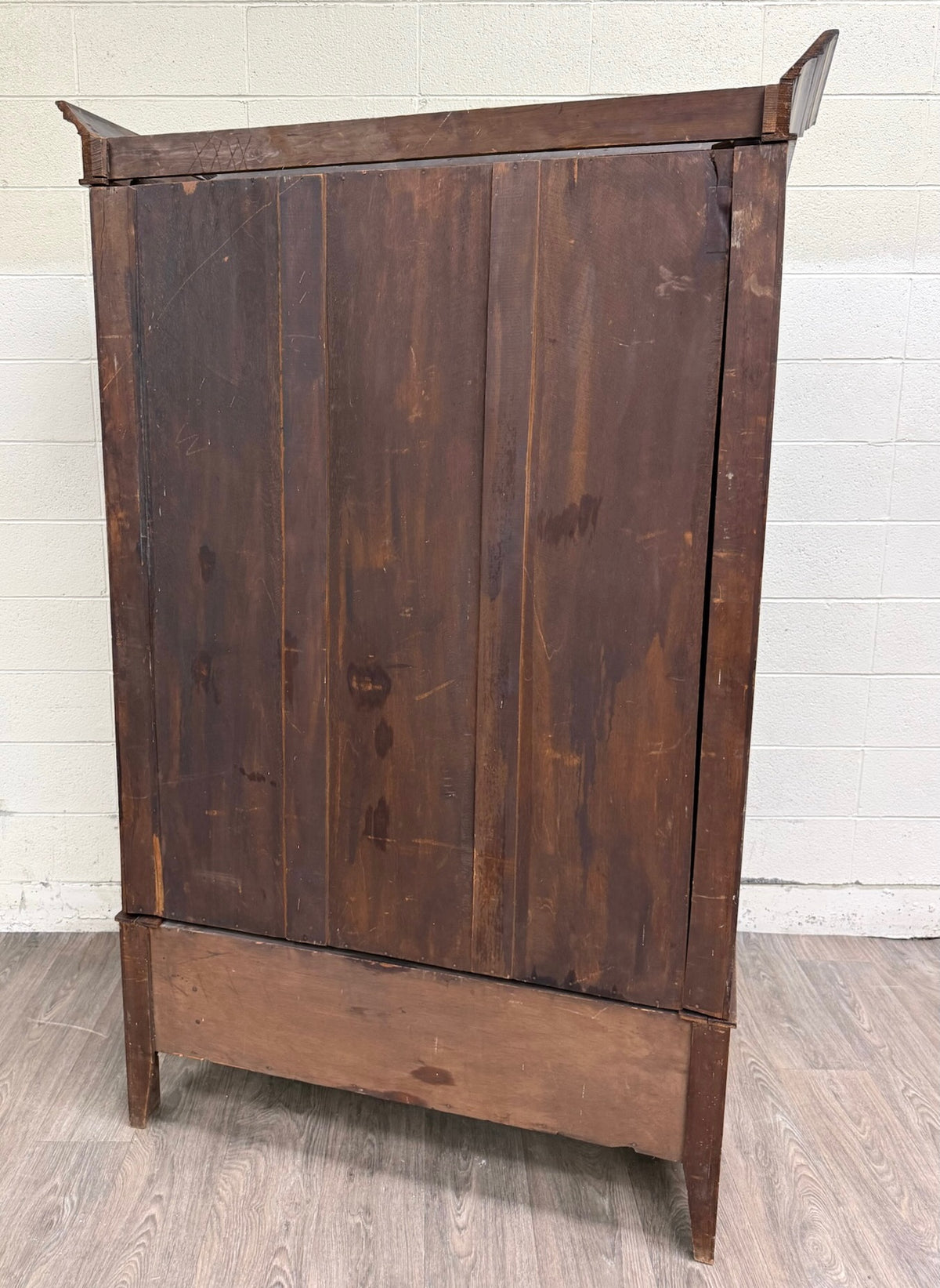 Antique Early 20th Century Edwardian Mahogany Wardrobe with Oval Mirror Door