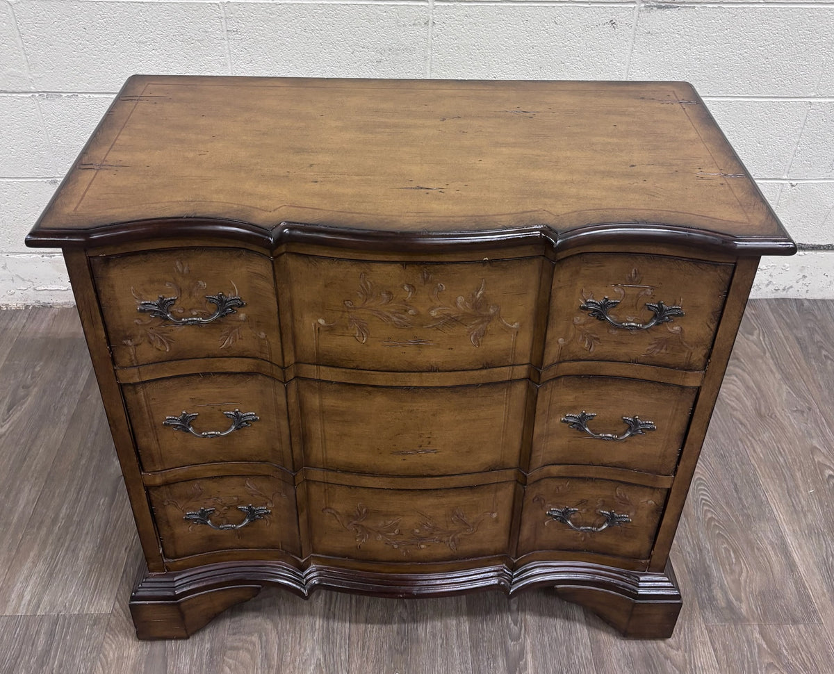 French Provincial Style Serpentine Front Three Drawer Bombe Chest