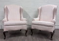 Vintage Charles Custom Furniture High Back Wingback Chairs - Pair