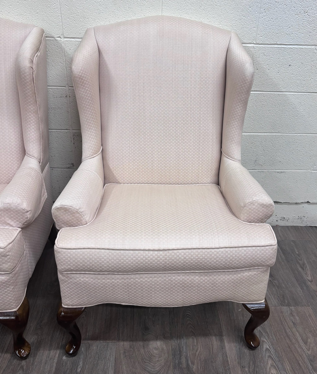 Vintage Charles Custom Furniture High Back Wingback Chairs - Pair